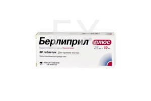 БЕРЛИПРИЛ ПЛЮС таб 25мг+10мг n30 Берлин-Хеми-Фарма-Менарини-Файн Фудс-Драгенофарм-Гуидотти